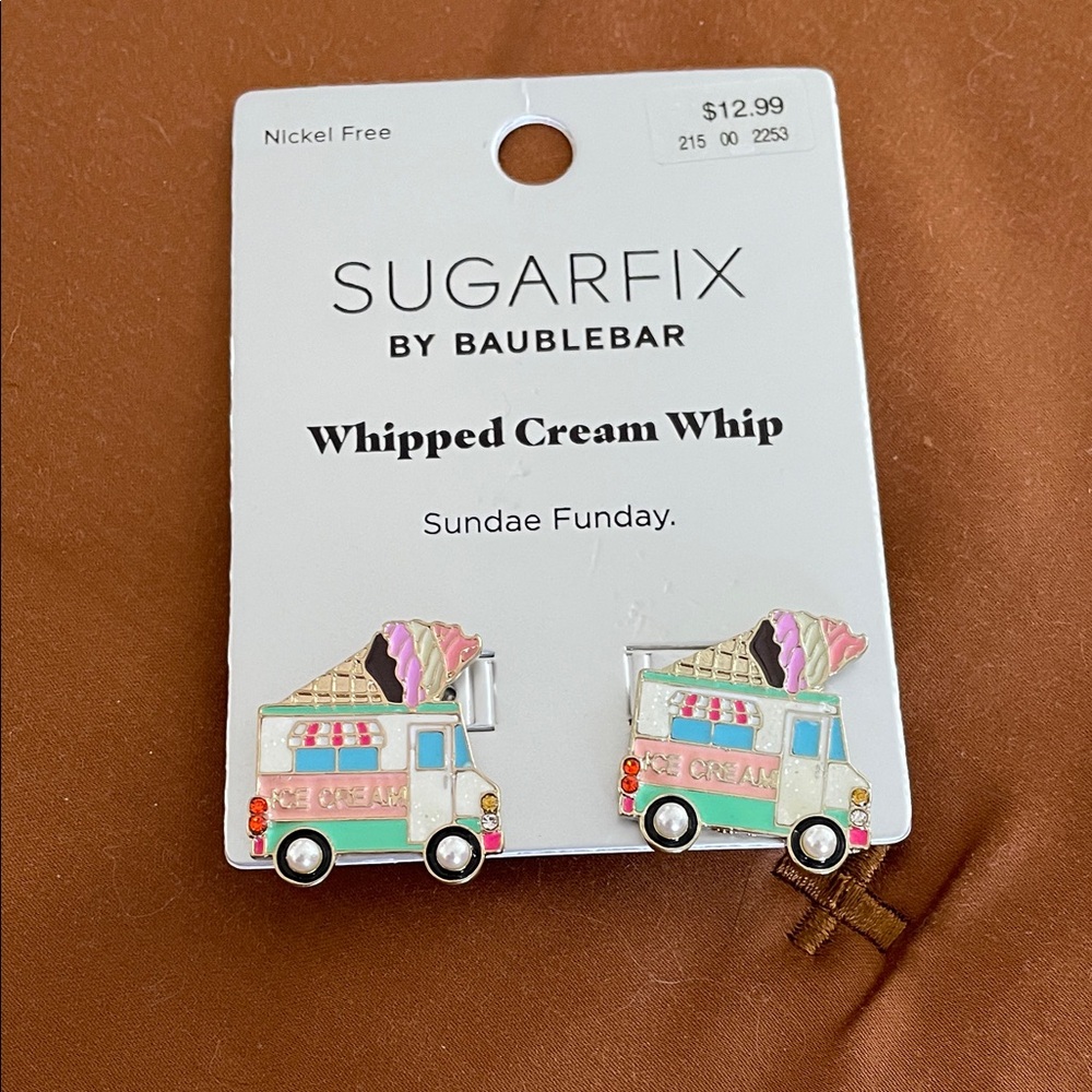 BaubleBar Ice Cream Truck Earrings with Pink and Green Accents